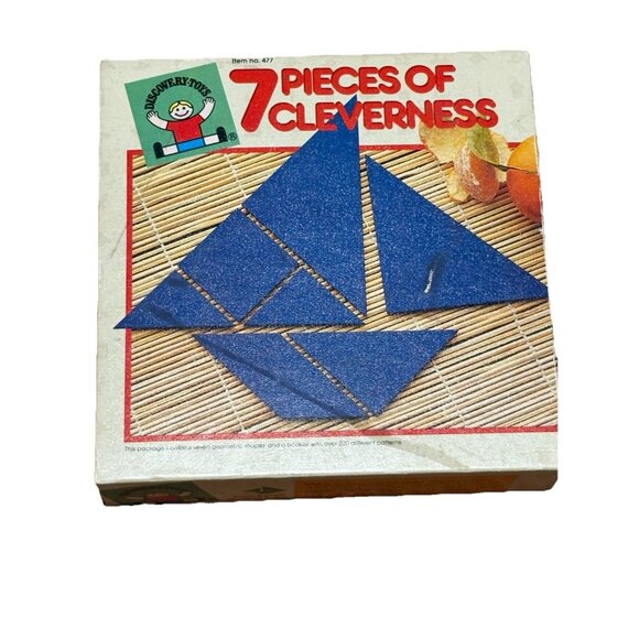 Vintage Game 1986 Discovery Toys 7 Pieces Of Cleverness Shapes With Instructions - Picture 1 of 4